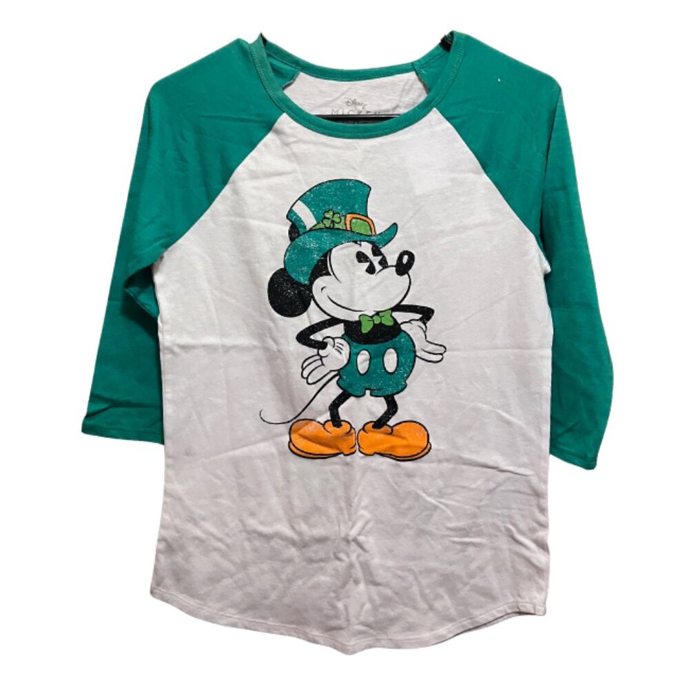 Disney Mickey Mouse Raglan Tee - White & Green  St Pattys Design